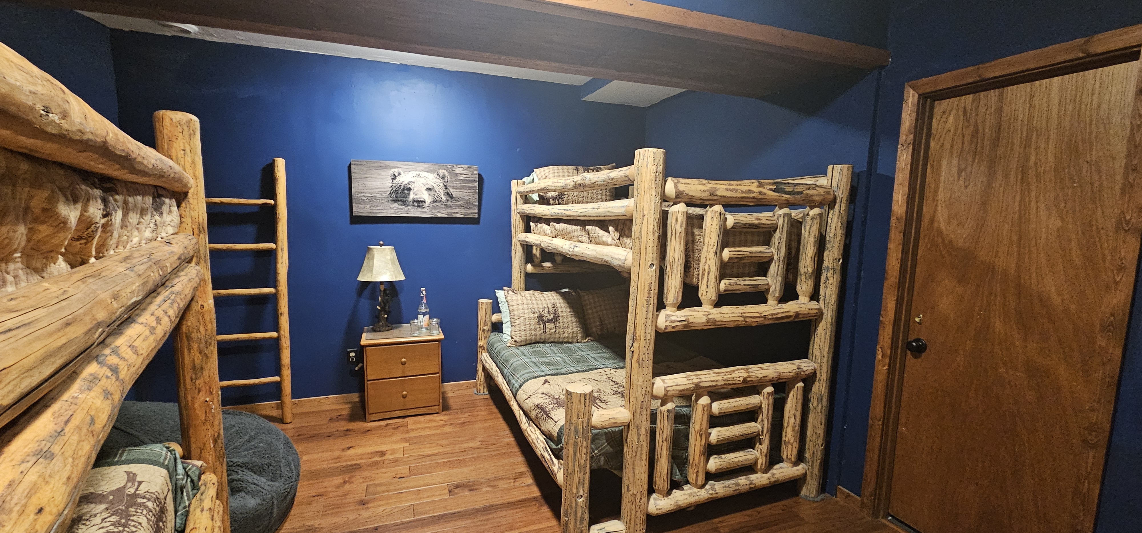 Bunk Room with full bed and three twins